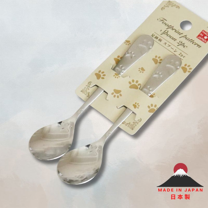Paw Print Stainless Steel Spoon 2 Pcs Set (Made in Japan)