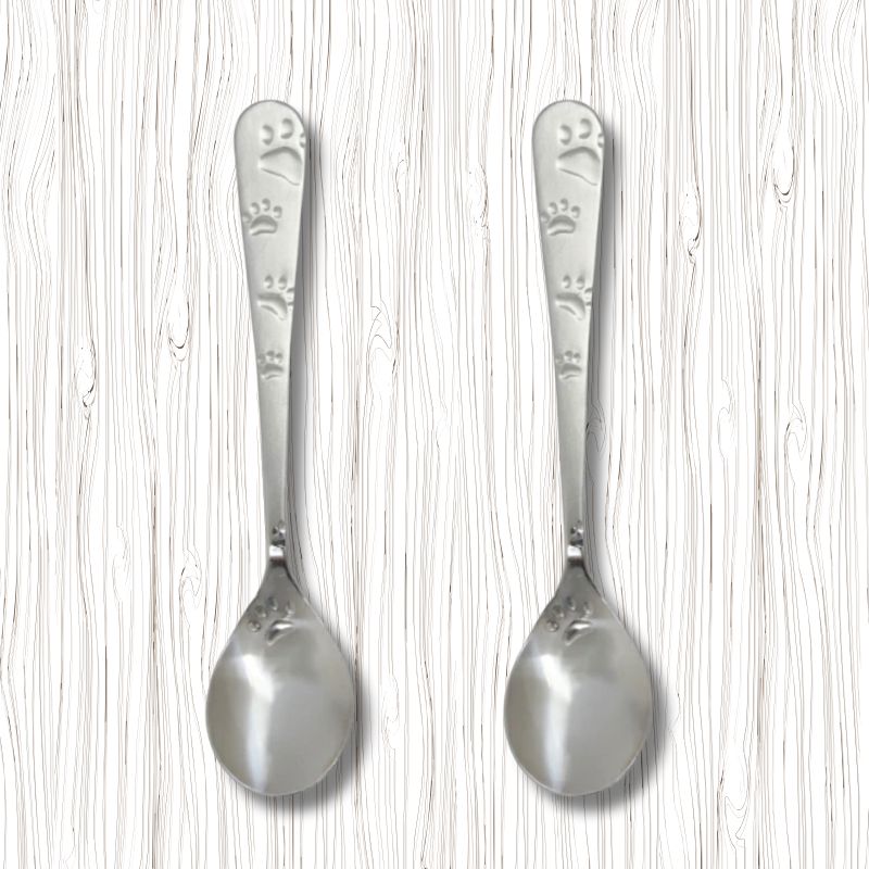 Paw Print Stainless Steel Spoon 2 Pcs Set (Made in Japan)