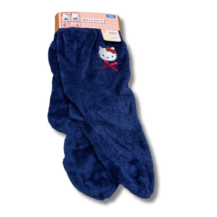 Hello Kitty 2-in-1 navy fleece lounge warmer slipper socks full pair with Sanrio retail packaging — SHOPPUROO™ Australia