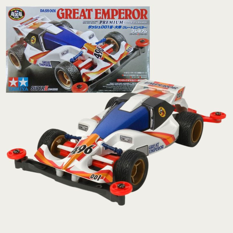 Tamiya Dash 001 Great Emperor Premium Mini 4WD kit with Super II chassis and original packaging.