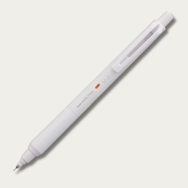 uni Mitsubishi KURU TOGA KS mechanical pencil in Powdered White, 0.5mm, angled view