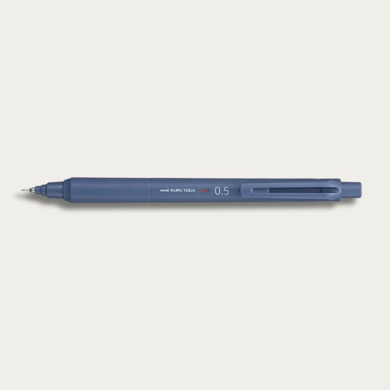 uni Mitsubishi KURU TOGA KS mechanical pencil in Iron Blue, 0.5mm, angled view