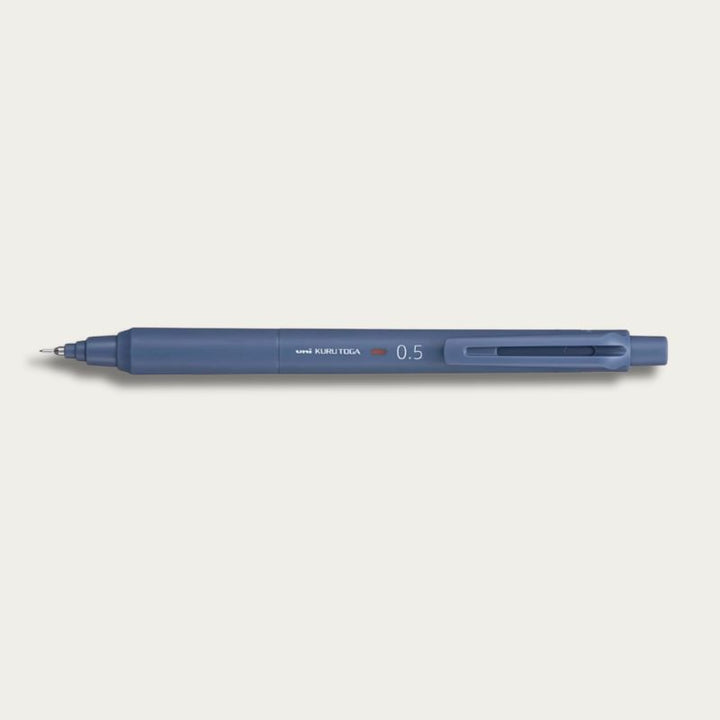 uni Mitsubishi KURU TOGA KS mechanical pencil in Iron Blue, 0.5mm, angled view
