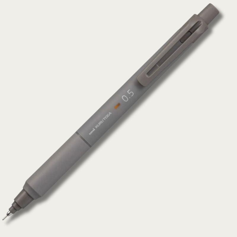 uni Mitsubishi KURU TOGA KS mechanical pencil in Brow Grey, 0.5mm, angled view