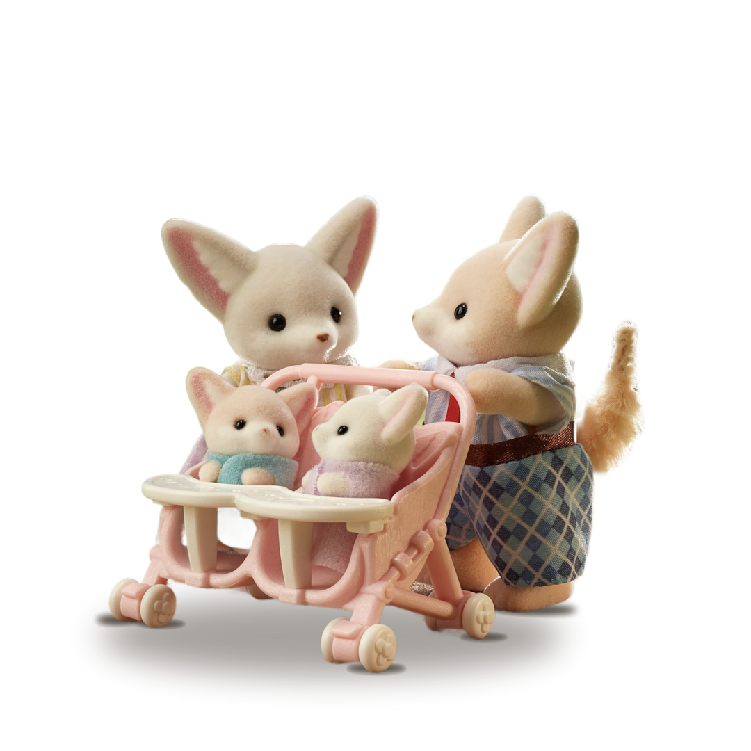 Sylvanian Families Fennec Fox Family (Parents, Twins &amp; Pushchair)