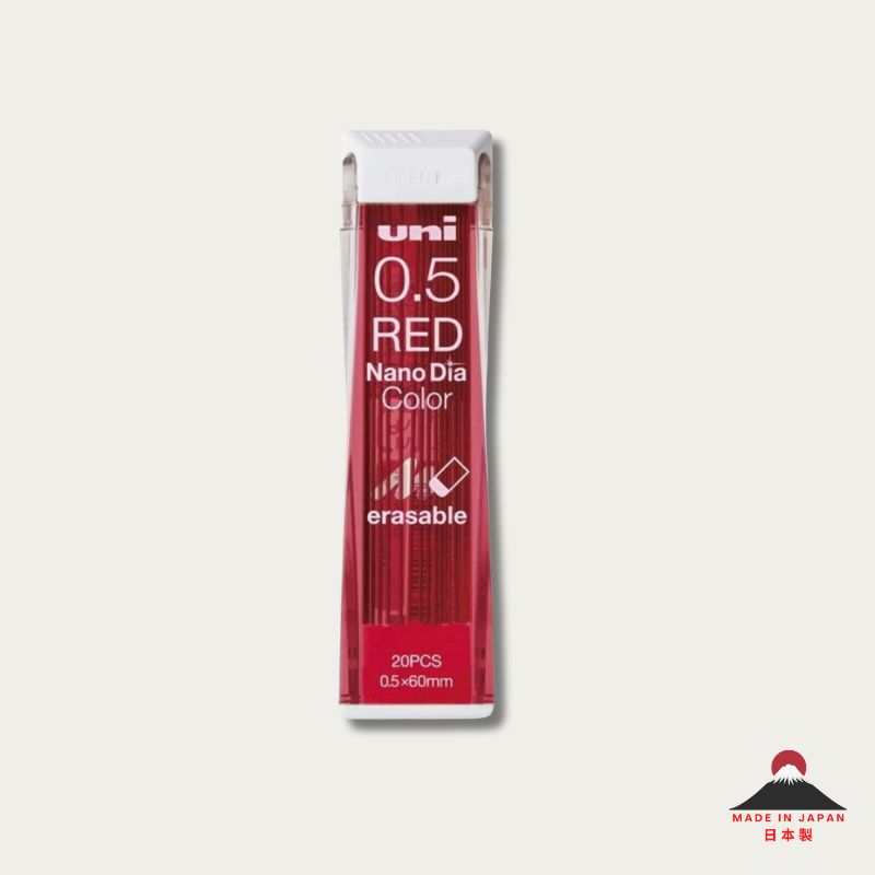 Mitsubishi Uni Nano Dia Colour Lead 0.5mm in red, erasable mechanical pencil lead, Japanese stationery
