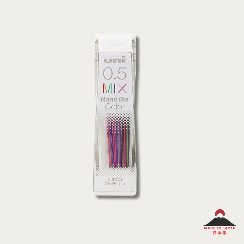 Uni Nano Dia Colour Lead Mix 0.5mm mechanical pencil lead set, multi-colour, erasable, Japanese stationery