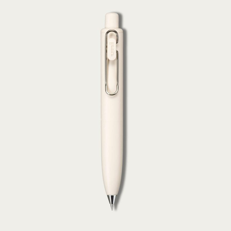 Uni-ball One P pocket-sized gel pen in Cream (Yogurt) with minimalist Japanese design and metal wire clip - SHOPPUROO Japanese Stationery