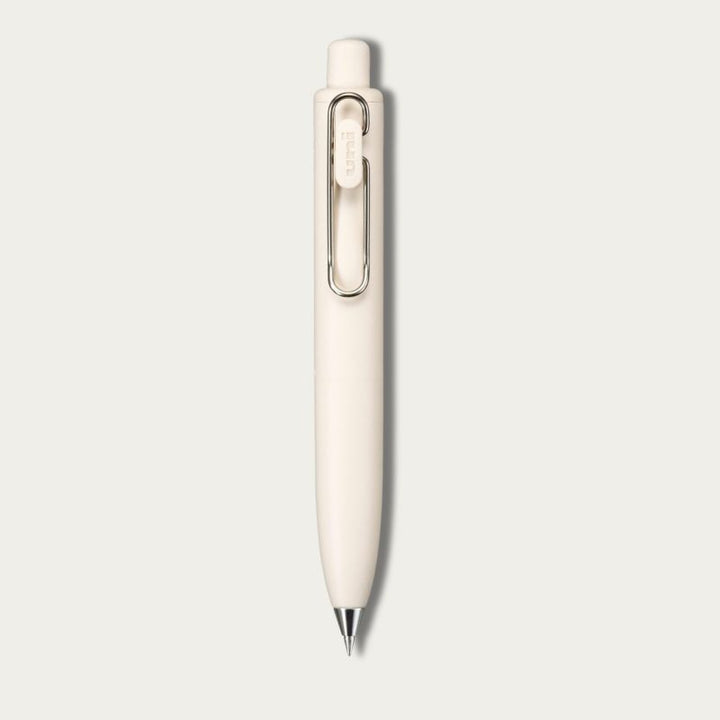 Uni-ball One P pocket-sized gel pen in Cream (Yogurt) with minimalist Japanese design and metal wire clip - SHOPPUROO Japanese Stationery