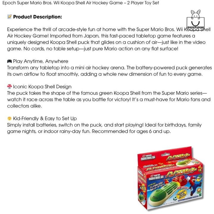 Epoch Super Mario Bros. Wii Koopa Shell Air Hockey Game – 2 Player Toy Set