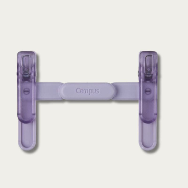 KOKUYO Campus Book Clip in Purple, folded pen-style for portability