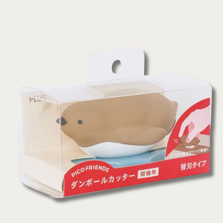 PLUS Pico Friends Animal Box Cutter — Baby Penguin design, retail packaging