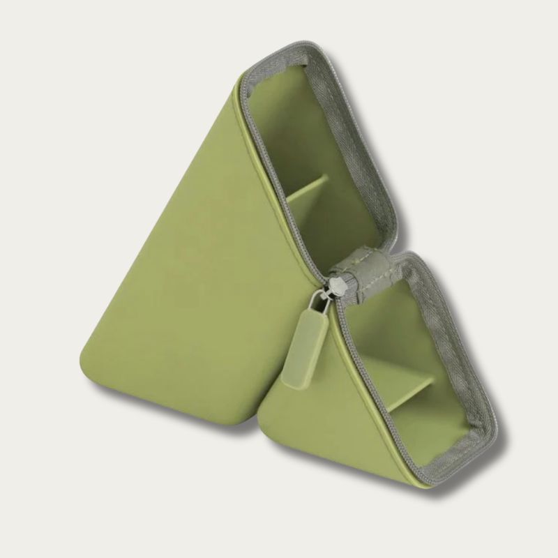 Sonic Kakusta pen stand in green — open triangular stand, magnetic closure, silicone exterior
