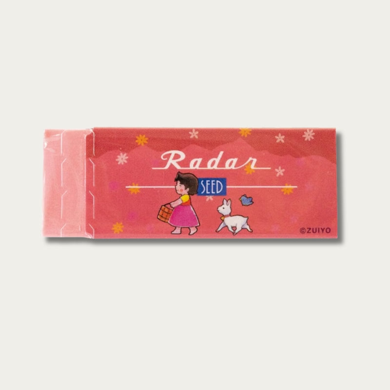 SEED x Heidi Girl of the Alps Radar eraser, Red — Spring design with Heidi, a goat and a bird