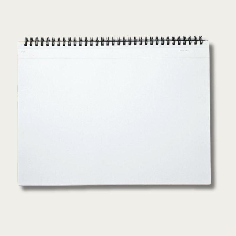 Maruman Mnemosyne A4 Notebook N188 open, showing blank white 80gsm pages