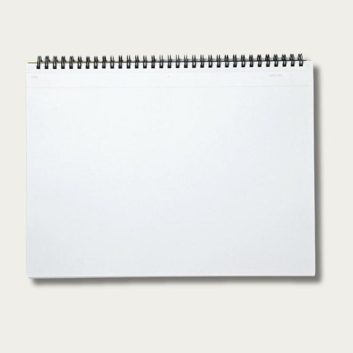 Maruman Mnemosyne A4 Notebook N188 open, showing blank white 80gsm pages