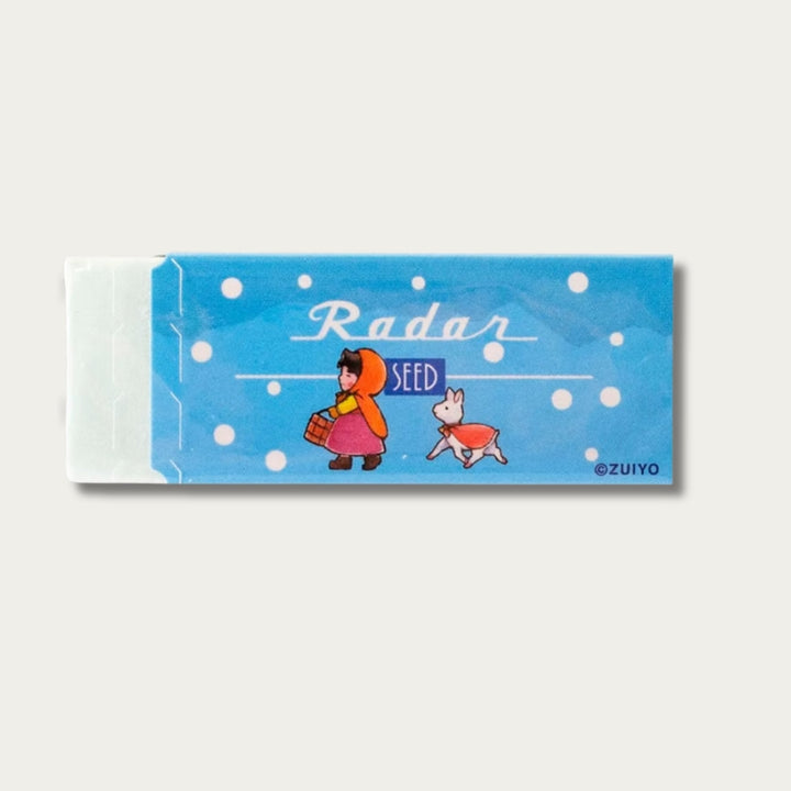 SEED Radar x Heidi Girl of the Alps 50th Anniversary Limited Edition Eraser – Blue Winter design with Heidi and little goat in snow