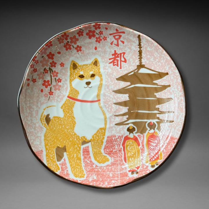 Mino-yaki Shiba Dog x Kyoto serving plate 23cm with gift box, SHOPPUROO Australia