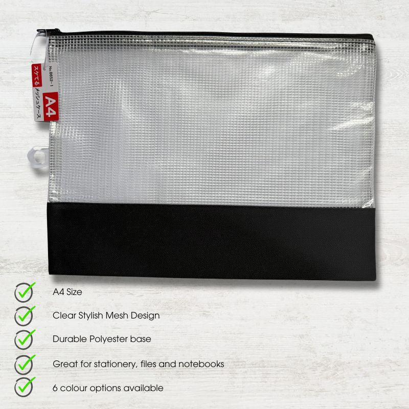 A4 Clear Mesh Document Wallet -Sleek Charcoal – SHOPPUROO™