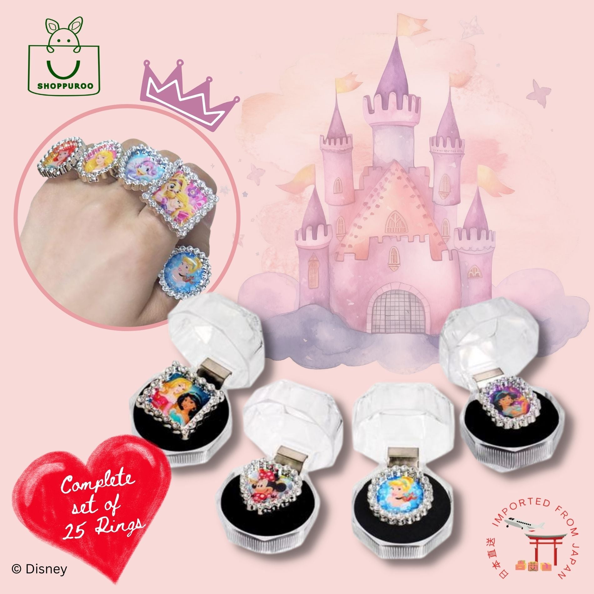 Disney Princesses Glitter Rings with Case (Complete Set of 25) – SHOPPUROO™
