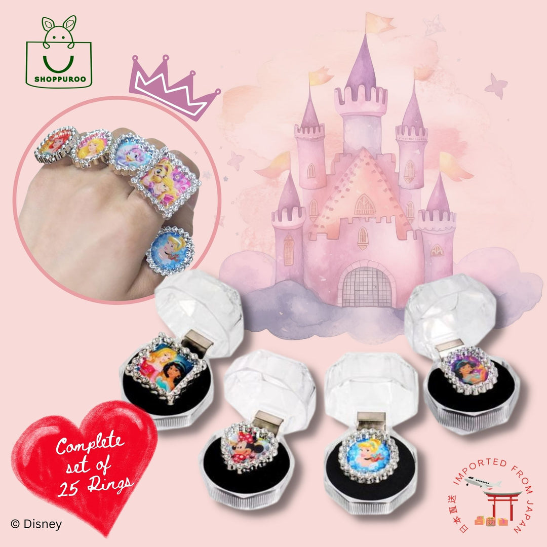 Princess Toy Rings Disney Princesses Glitter Rings with Case (Complete Set of 25) – SHOPPUROO™