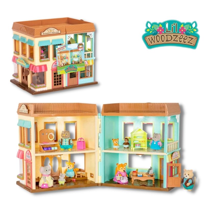 Li’l Woodzeez Grocery Store Playset – Toy Market With Food, Counter & Accessories For Kids 3+
