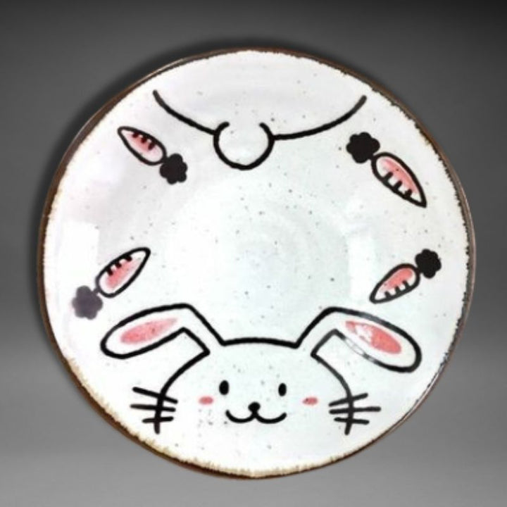 Mino-yaki Bunny Plate – 21cm Porcelain Serving Dish Made in Japan