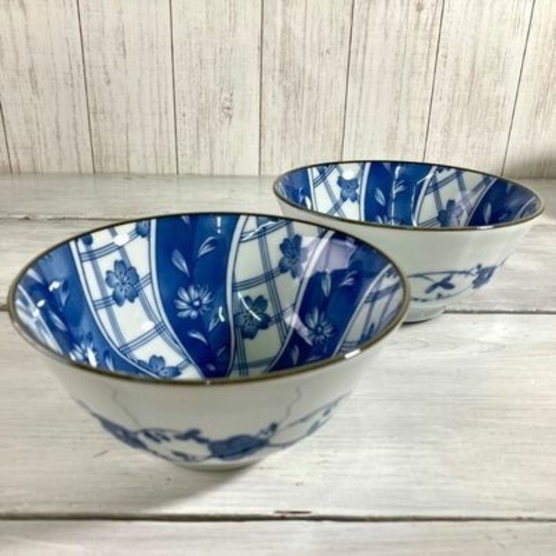Mino-yaki Cherry Blossoms Porcelain Donburi Bowl 2 Pcs Gift Set