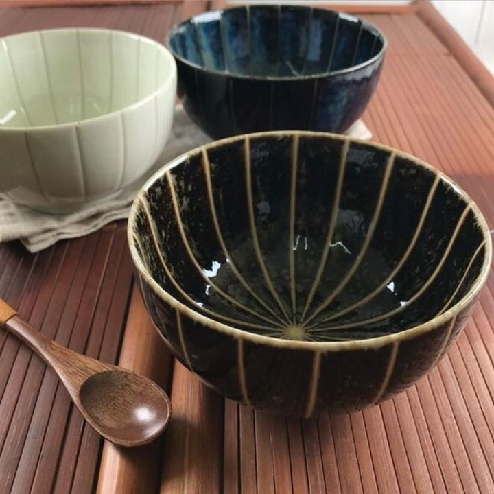 Mino-yaki Takusasara Donburi Bowl (Dark Green) 13cm