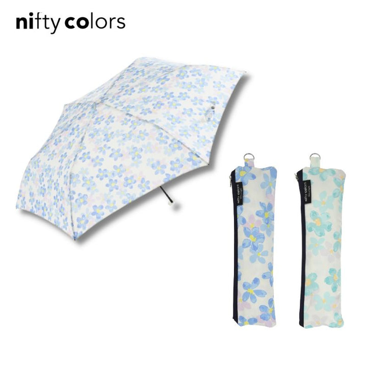 Lightweight Mini Umbrella with Zipper Case (149g ,50cm) – Flowers in Water Colours