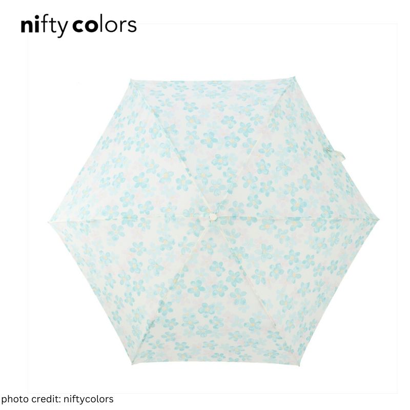 Lightweight Mini Umbrella with Zipper Case (149g ,50cm) – Flowers in Water Colours
