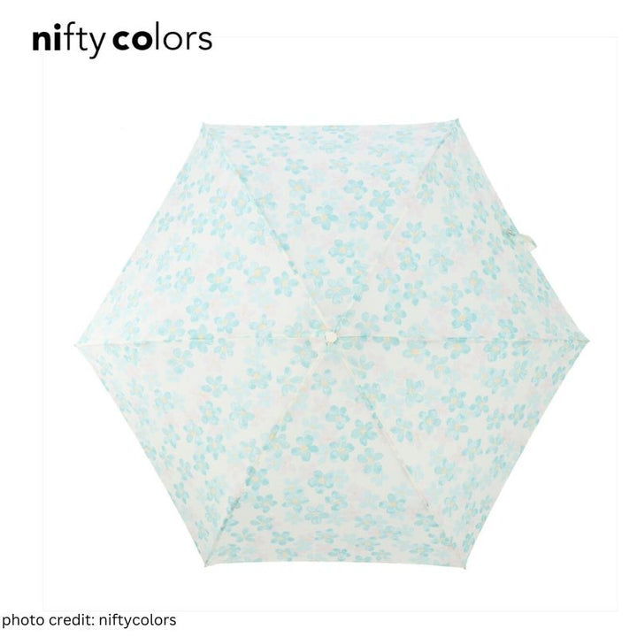 Lightweight Mini Umbrella with Zipper Case (149g ,50cm) – Flowers in Water Colours