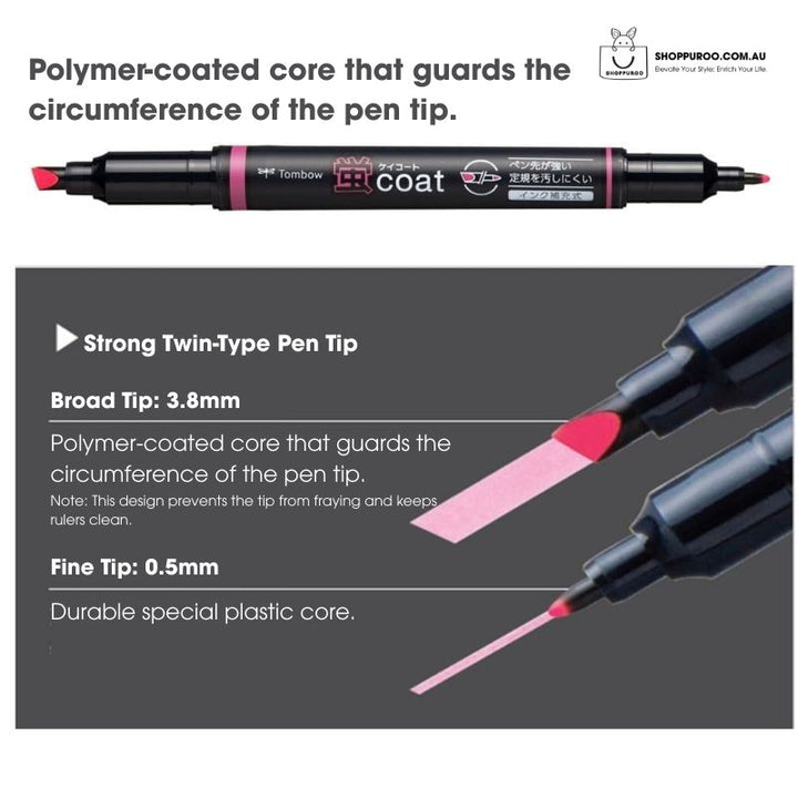 A close-up technical diagram of the Tombow Kei Coat highlighter&