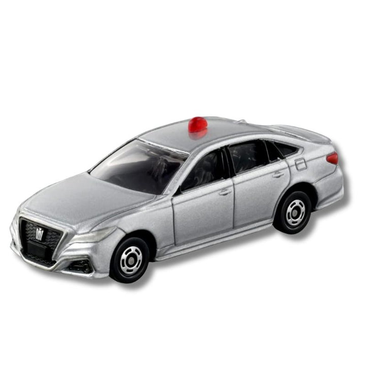 Silver Toyota Crown unmarked police toy car model from Tomica.