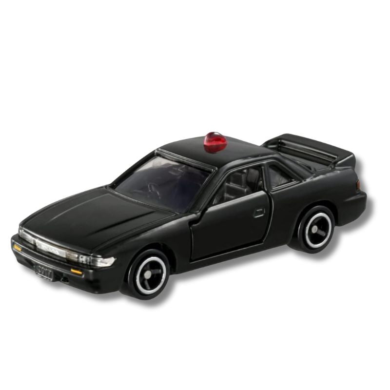 Black Nissan Silvia undercover police toy car with red beacon.